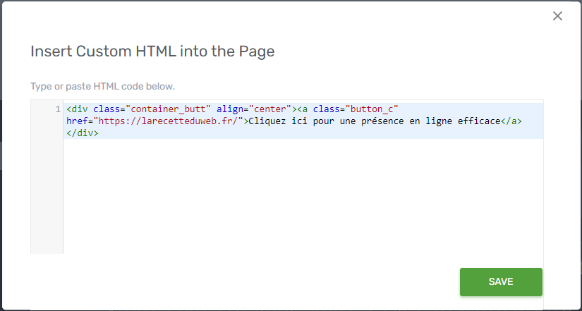 Ajout de code HTML personnalisé dans Thrive Architect